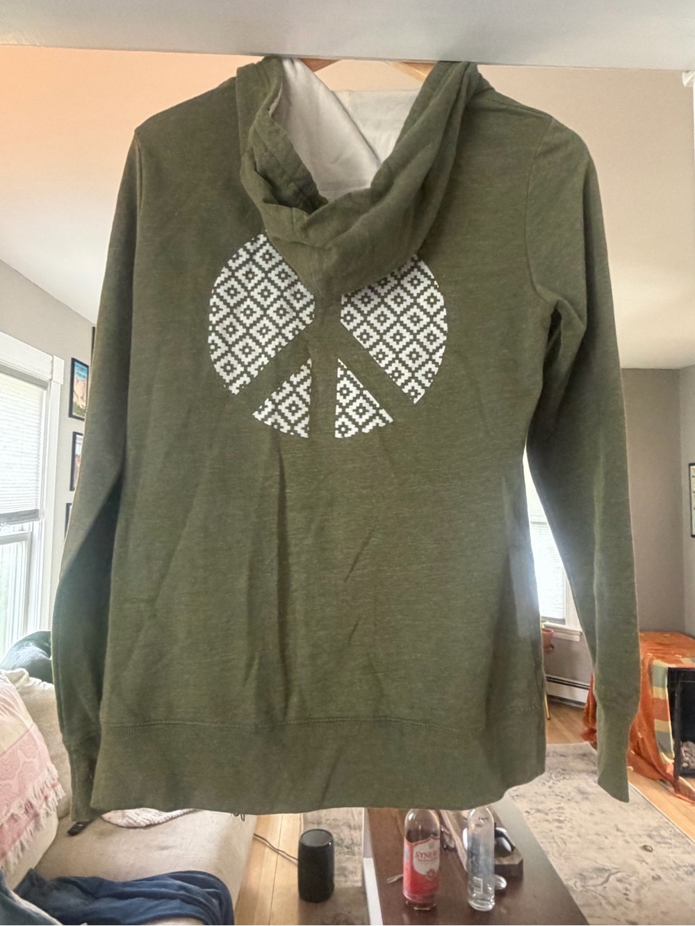Threads Olive Green Zip-Up Hoodie with Drawstring Hood